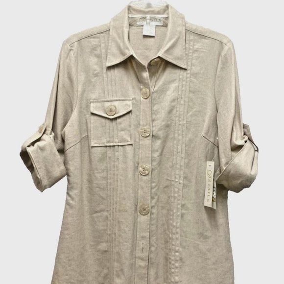 Details Womens Shirt Size M, Linen Cotton, Safari StyleButtondown, Collared, NWT - Picture 11 of 11